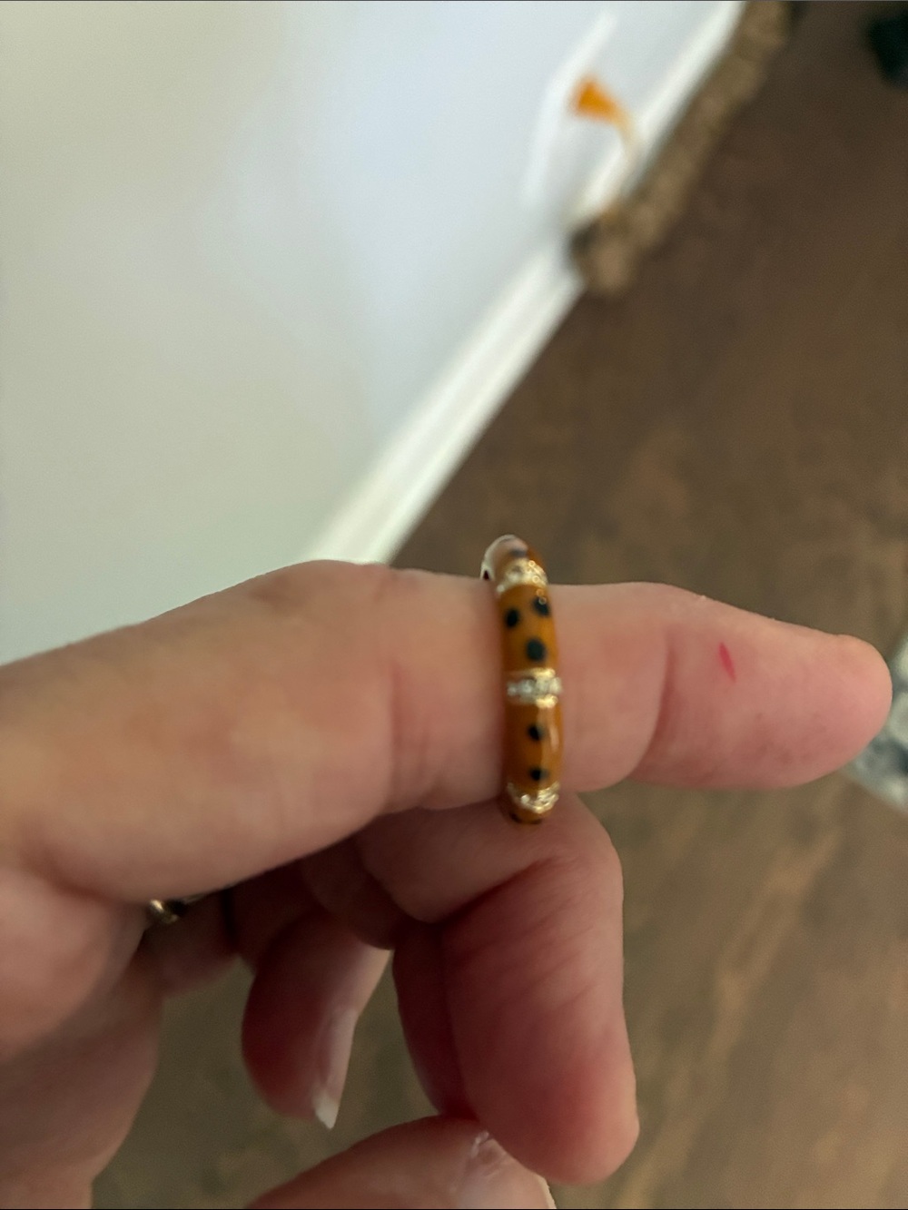 Park Lane Orange Enamel Spot Ring with Crystal Bands - Picture 2 of 4